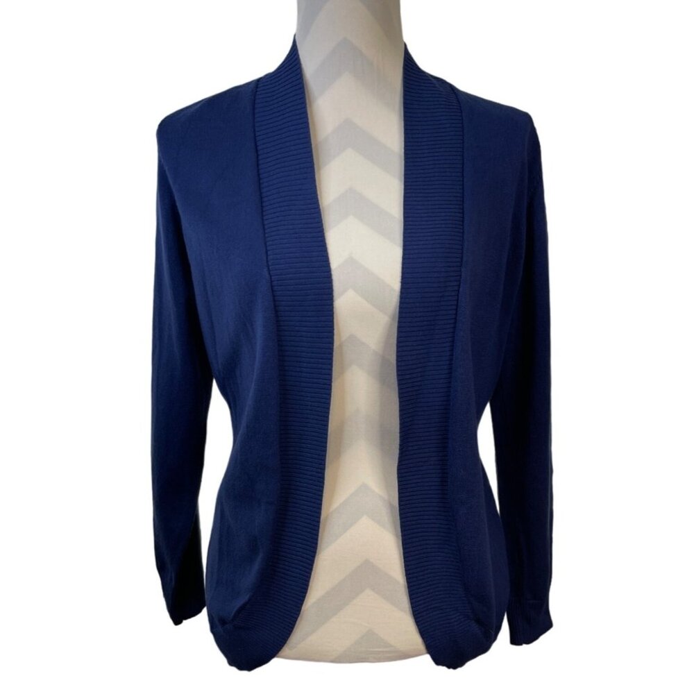 Verve Ami Open Cardigan Size Small Blue Elastic Fitted Waist Knit